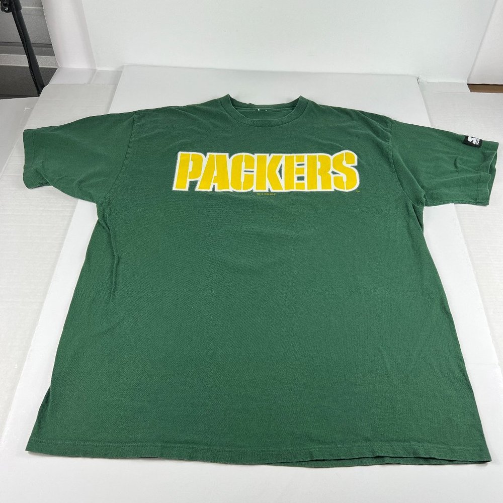VTG 90s Starter Green Bay Packers Brett Favre Shirt Extra Large Green Faded Tee